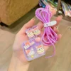 Combo bảo vệ cóc, cáp sạc và dây quấn Kuromi nơ hồng